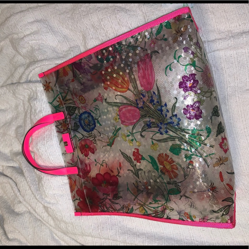 Transparent Gucci Flora tote